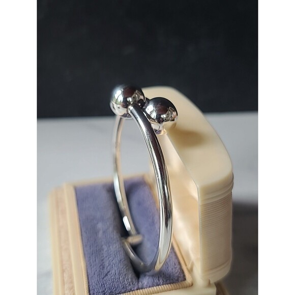 Sterling Silver 925 Double Ball Bypass Hinged Bangle Bracelet Made In Mexico AGS - Picture 5 of 10